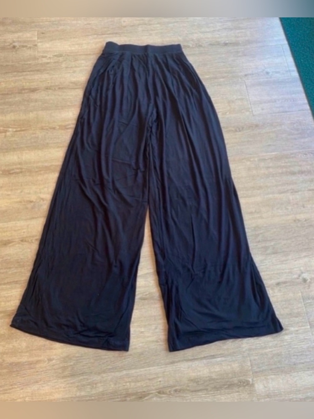 Women’s Black Self-Double Layer Wide Leg Pants Small - Picture 2 of 4
